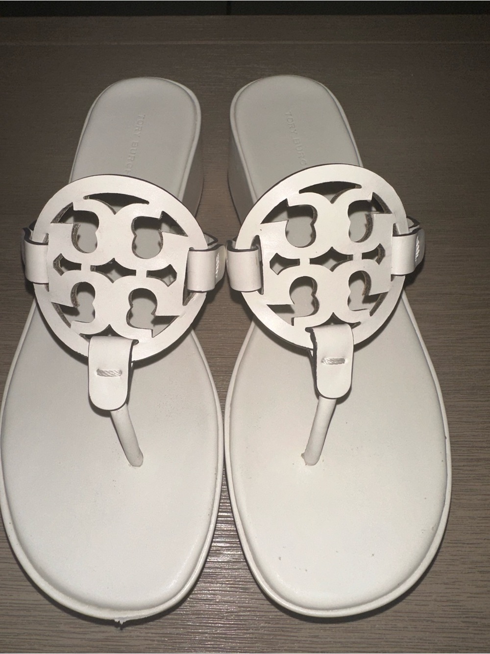 Tory Burch White Miller Wedge Sandals - Picture 5 of 14